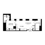 The Beacon Jersey Hague (A10) Floorplans - Showing one bedroom and one bath, Jersey City, NJ