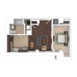 The Beacon Jersey Hague (A11) Furnished Floorplans - Showing one bedroom and one bath, Jersey City, NJ