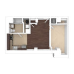 The Beacon Jersey Hague (A11) Unfurnished Floorplans - Showing one bedroom and one bath, Jersey City, NJ