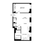 The Beacon Jersey Hague (A14) Floorplans - Showing one bedroom and one bath, Jersey City, NJ