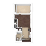 The Beacon Jersey Hague (A14) Unfurnished Floorplans - Showing one bedroom and one bath, Jersey City, NJ