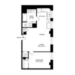 The Beacon Jersey Hague (A16) Floorplans - Showing one bedroom and one bath, Jersey City, NJ