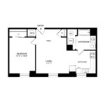 The Beacon Jersey Hague (A18) Floorplans - Showing one bedroom and one bath, Jersey City, NJ