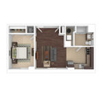 The Beacon Jersey Hague (A18) Furnished Floorplans - Showing one bedroom and one bath, Jersey City, NJ