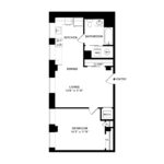 The Beacon Jersey Hague (A19) Floorplans - Showing one bedroom and one bath, Jersey City, NJ