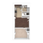 The Beacon Jersey Hague (A19) Unfurnished Floorplans - Showing one bedroom and one bath, Jersey City, NJ