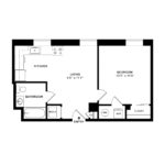 The Beacon Jersey Hague (A2) Floorplans - Showing one bedroom and one bath, Jersey City, NJ