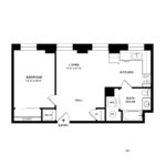 The Beacon Jersey Hague (A20) Floorplans - Showing one bedroom and one bath, Jersey City, NJ