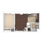 The Beacon Jersey Hague (A20) Unfurnished Floorplans - Showing one bedroom and one bath, Jersey City, NJ