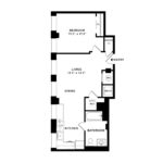 The Beacon Jersey Hague (A21) Floorplans - Showing one bedroom and one bath, Jersey City, NJ