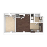 The Beacon Jersey Hague (A22) Unfurnished Floorplans - Showing one bedroom and one bath, Jersey City, NJ