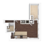 The Beacon Jersey Hague (A24) Unfurnished Floorplans - Showing one bedroom and one bath, Jersey City, NJ