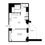 The Beacon Jersey Hague (A25) Floorplans - Showing one bedroom and one bath, Jersey City, NJ