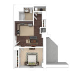 The Beacon Jersey Hague (A25) Furnished Floorplans - Showing one bedroom and one bath, Jersey City, NJ