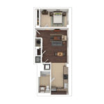 The Beacon Jersey Hague (A26) Furnished Floorplans - Showing one bedroom and one bath, Jersey City, NJ