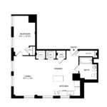 The Beacon Jersey Hague (A27) Floorplans - Showing one bedroom and one bath, Jersey City, NJ