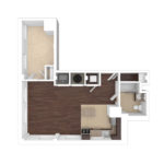 The Beacon Jersey Hague (A27) Unfurnished Floorplans - Showing one bedroom and one bath, Jersey City, NJ