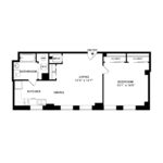 The Beacon Jersey Hague (A30) Floorplans - Showing one bedroom and one bath, Jersey City, NJ