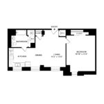 The Beacon Jersey Hague (A31) Floorplans - Showing one bedroom and one bath, Jersey City, NJ