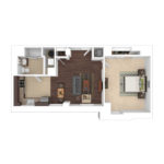 The Beacon Jersey Hague (A31) Furnished Floorplans - Showing one bedroom and one bath, Jersey City, NJ