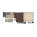 The Beacon Jersey Hague (A32) Unfurnished Floorplans - Showing one bedroom and one bath, Jersey City, NJ