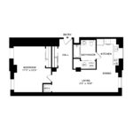 The Beacon Jersey Hague (A33) Floorplans - Showing one bedroom and one bath, Jersey City, NJ