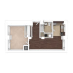 The Beacon Jersey Hague (A33) Unfurnished Floorplans - Showing one bedroom and one bath, Jersey City, NJ