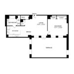 The Beacon Jersey Hague (A35) Floorplans - Showing one bedroom and one bath, Jersey City, NJ