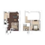 The Beacon Jersey Hague (A36) Furnished Floorplans - Showing one bedroom and one bath, Jersey City, NJ