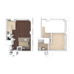 The Beacon Jersey Hague (A36) Unfurnished Floorplans - Showing one bedroom and one bath, Jersey City, NJ