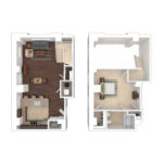 The Beacon Jersey Hague (A37) Furnished Floorplans - Showing one bedroom and one bath, Jersey City, NJ