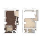 The Beacon Jersey Hague (A37) Unfurnished Floorplans - Showing one bedroom and one bath, Jersey City, NJ