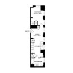 The Beacon Jersey Hague (A4) Floorplans - Showing one bedroom and one bath, Jersey City, NJ