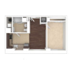 The Beacon Jersey Hague (A5) Unfurnished Floorplans - Showing one bedroom and one bath, Jersey City, NJ