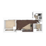 The Beacon Jersey Hague (A6) Unfurnished Floorplans - Showing one bedroom and one bath, Jersey City, NJ