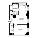 The Beacon Jersey Hague (A7) Floorplans - Showing one bedroom and one bath, Jersey City, NJ