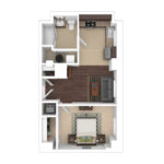 The Beacon Jersey Hague (A7) Furnished Floorplans - Showing one bedroom and one bath, Jersey City, NJ