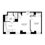 The Beacon Jersey Hague (A9) Floorplans - Showing one bedroom and one bath, Jersey City, NJ