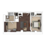 The Beacon Jersey Hague (A9) Furnished Floorplans - Showing one bedroom and one bath, Jersey City, NJ