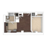 The Beacon Jersey Hague (A9) Unfurnished Floorplans - Showing one bedroom and one bath, Jersey City, NJ