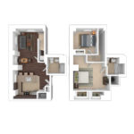 The Beacon Jersey Hague (B11) Furnished Floorplans - Showing two bedrooms and two bath, Jersey City, NJ