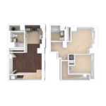 The Beacon Jersey Hague (B12) Unfurnished Floorplans - Showing two bedrooms and two bath, Jersey City, NJ