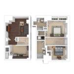 The Beacon Jersey Hague (B13) Furnished Floorplans - Showing two bedrooms and two bath, Jersey City, NJ