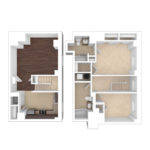 The Beacon Jersey Hague (B13) Unfurnished Floorplans - Showing two bedrooms and two bath, Jersey City, NJ