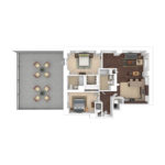 The Beacon Jersey Hague (B14) Furnished Floorplans - Showing two bedrooms and one bath, Jersey City, NJ