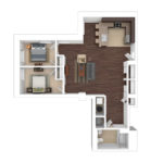 The Beacon Jersey Hague (B2) Furnished Floorplans - Showing two bedrooms and one bath, Jersey City, NJ