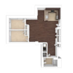 The Beacon Jersey Hague (B2) Unfurnished Floorplans - Showing two bedrooms and one bath, Jersey City, NJ