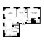 The Beacon Jersey Hague (B6) Floorplans - Showing two bedroom and one bath, Jersey City, NJ