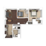 The Beacon Jersey Hague (B6) Furnished Floorplans - Showing two bedroom and one bath, Jersey City, NJ