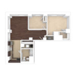 The Beacon Jersey Hague (B6) Unfurnished Floorplans - Showing two bedroom and one bath, Jersey City, NJ